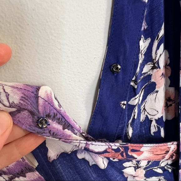 JOA Open-back Floral Print Jumpsuit In Cobalt Floral - Picture 10 of 11